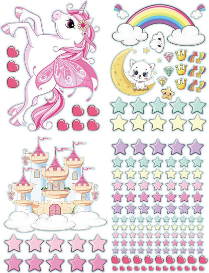 Leuchtsterne Einhorn Mädchen Wandsticker Selbstklebend Kinderzimmer Babyzimmer