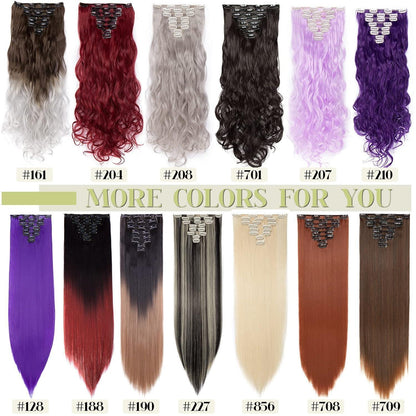 Welliges Haarverlängerung Set Dunkelbraun & Aschblond 60cm