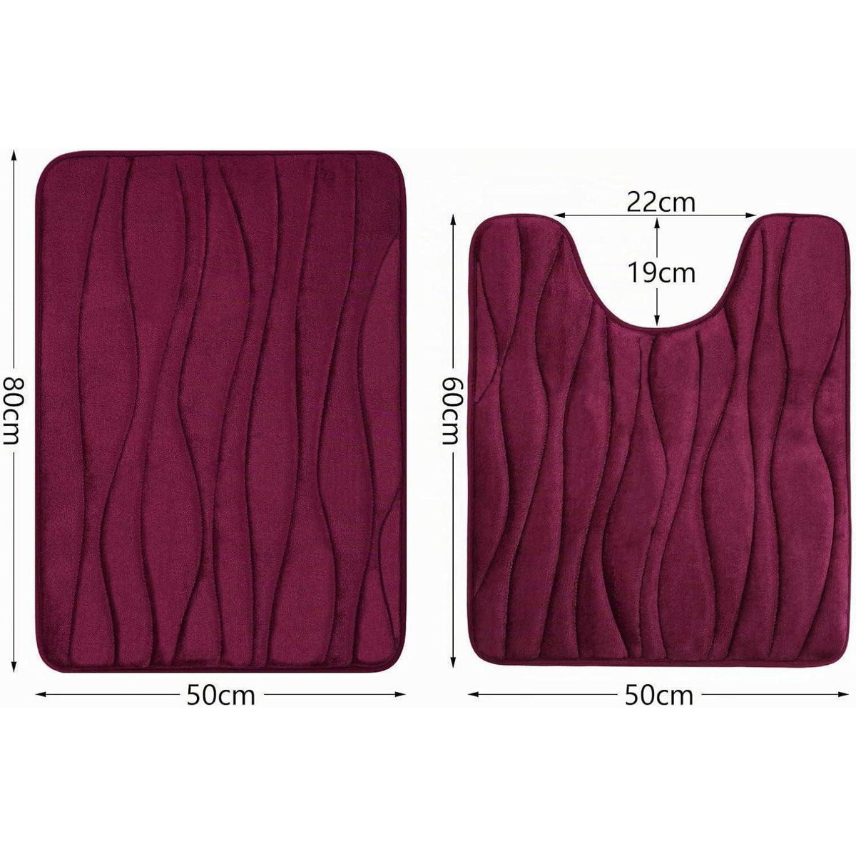 Memory Foam Badematte Set Weinrot – 2er Set, Weich & Saugstark