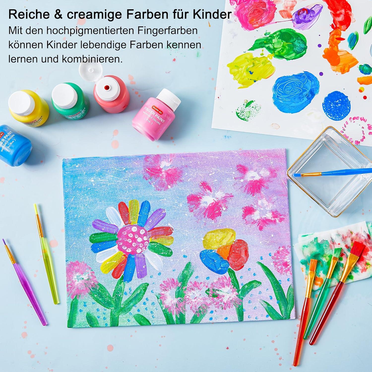 Shuttle Art Waschbare Fingerfarben Set für Kinder ab 3 Jahren