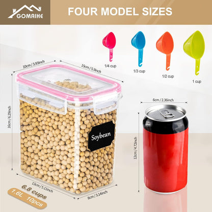 GoMaihe Vorratsdosen 10er Set Plastik Küche Luftdicht Behälter 1.6L Pink