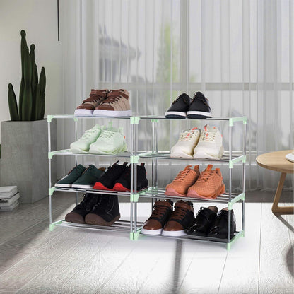 Schuhregal 4 Ebenen Grün – Platzsparende Aufbewahrung für bis zu 8 Paar