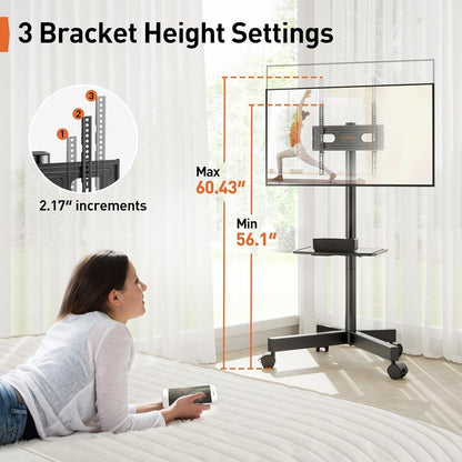 TV Ständer Rollbar 23–60 Zoll LCD/LED Fernseher Rollwagen höhenverstellbar bis 40kg
