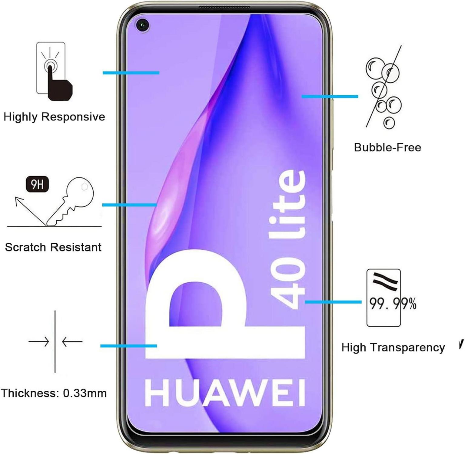 Panzer Schutz Glas Huawei P40 Lite 4G 2 Stück 9H Härte