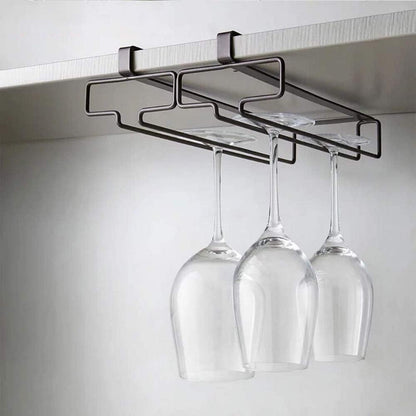 YunNasi Weinglashalter Metall Schiene Halter Unter Schrank Glas Rack 2er Pack Braun