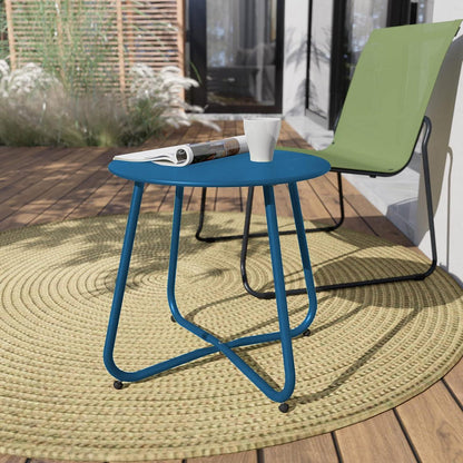 Grand patio Runder Garten Beistelltisch Kaffeetisch Pfauenblau