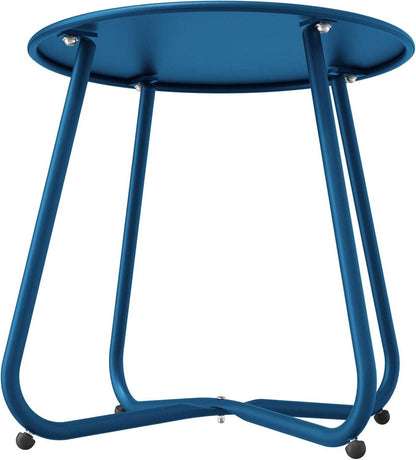 Runder Garten Beistelltisch Kaffeetisch Outdoor Leicht Stabil Pfauenblau