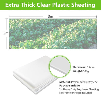 KAHEIGN 2x3m Transparente Gewächshausfolie für Gartenarbeit
