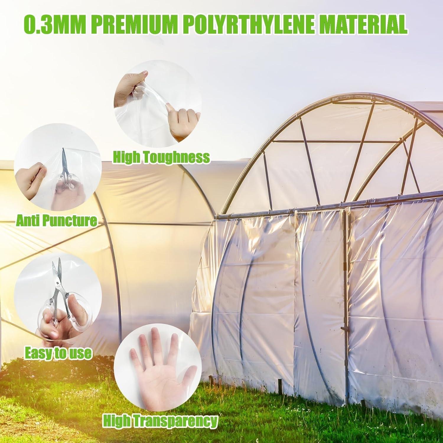 KAHEIGN Gewächshausfolie 2x10m Transparent Extra Dick 250Mu