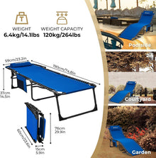 KingCamp Campingliege 5-Stufig verstellbar Blau mit