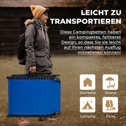Campingliege klappbar 5-stufig verstellbar Liege mit Kopfkissen Blau