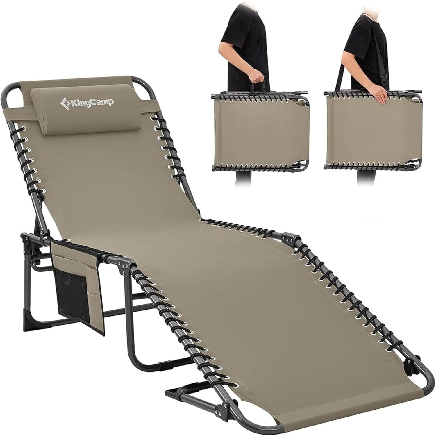 Campingliege Sonnenliege Gartenliege klappbar 5-Stufig Beige
