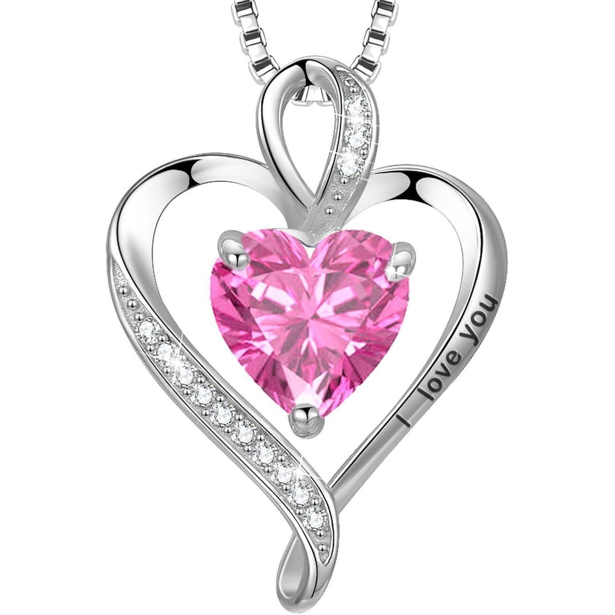 Silber Herz Kette Damen "I love you" Gravur & Unendlichkeitszeichen