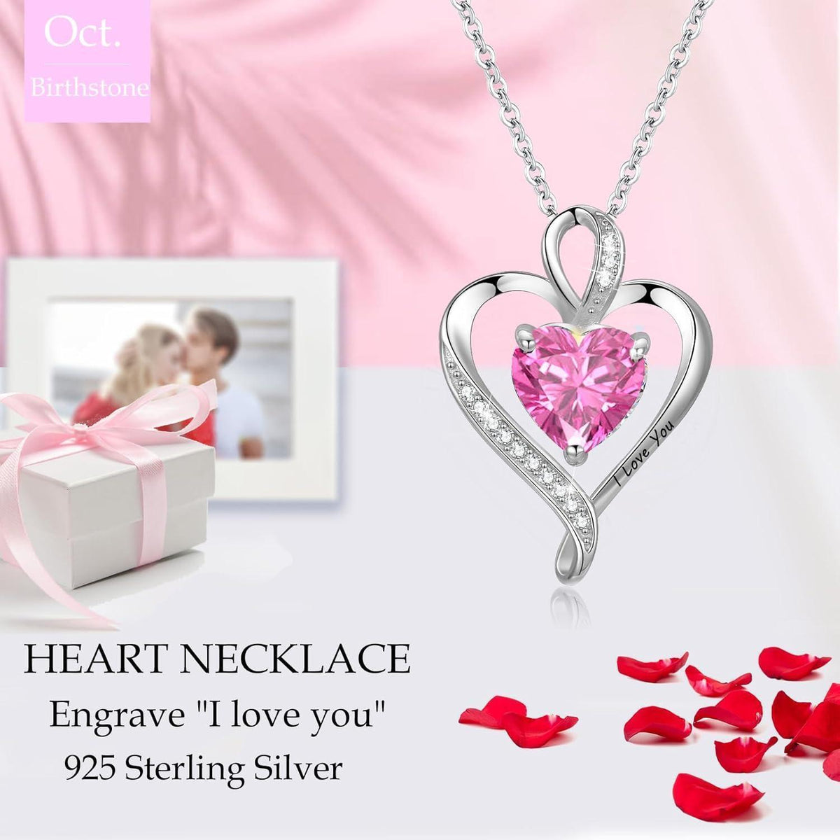 Silber Herz Kette Damen "I love you" Gravur & Unendlichkeitszeichen
