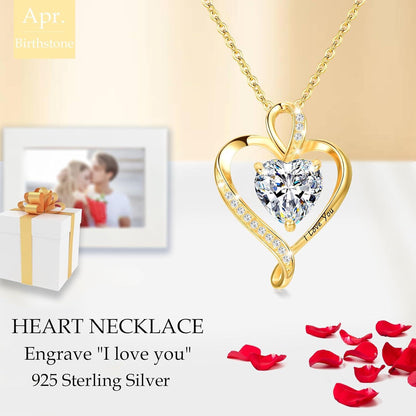 Herz Kette Damen Silber 925 Geburtsstein Halskette Geschenke