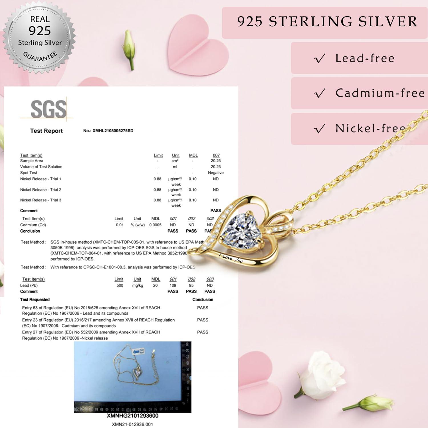 Herz Halskette Damen 925 Silber Geburtsstein Rose Geschenkbox