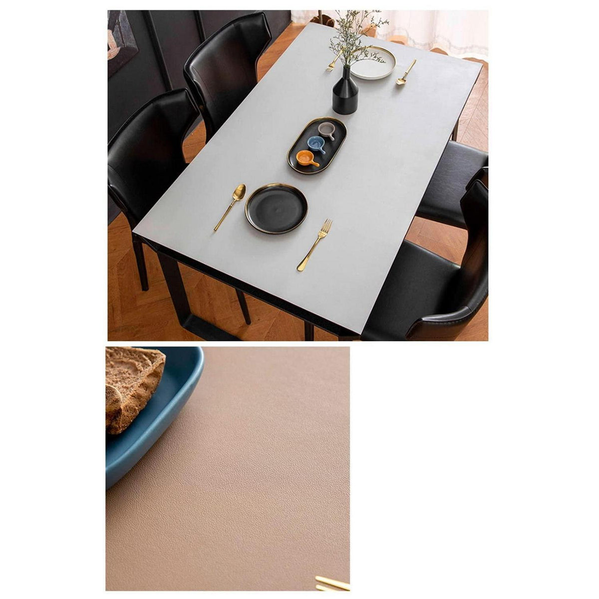 PU Tischdecke wasserdicht 90x180 cm Khaki Grau