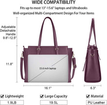 Große Schwarz Damen Handtasche PU Leder Laptop 15.6 Zoll