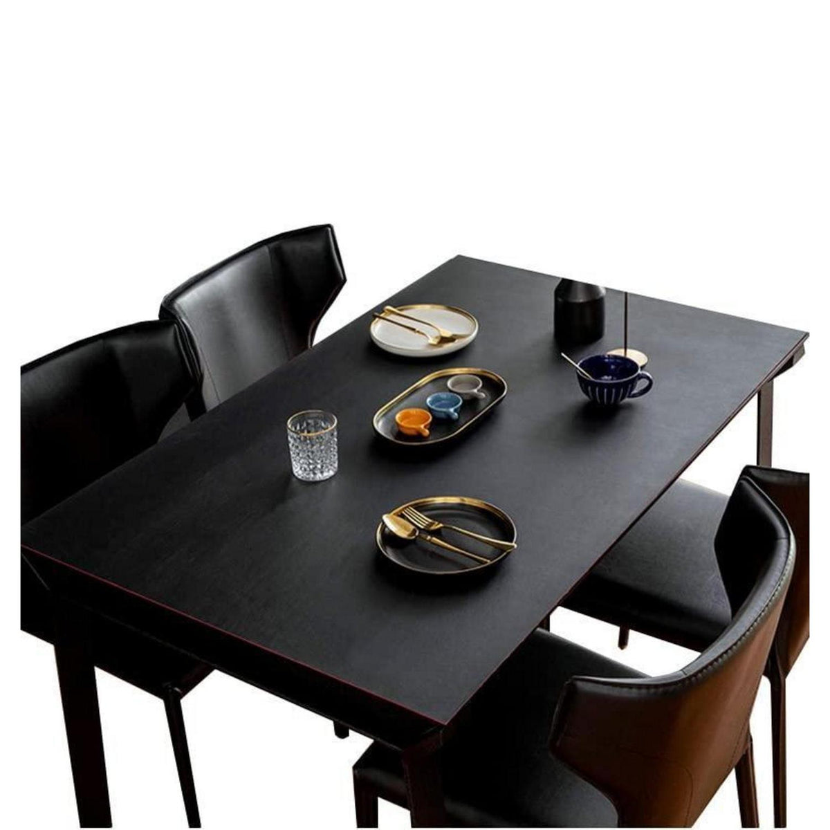 PU Tischdecke wasserdicht Schwarz Rot 90x150 cm