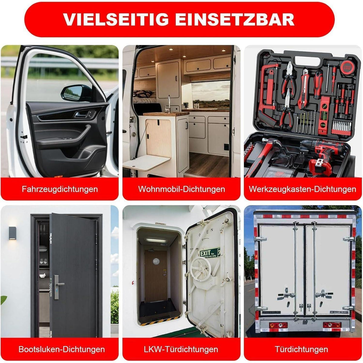 Universal Autotür Dichtung 12m - Tür- & Fensterdichtung Schwarz