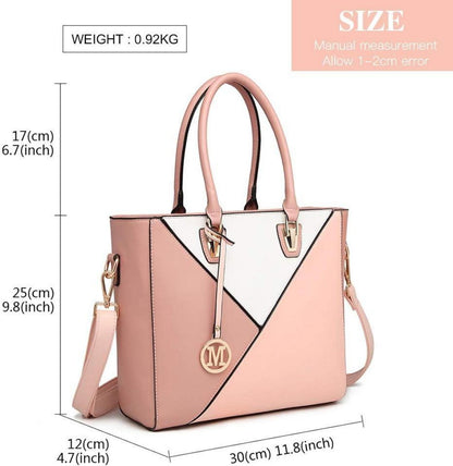 Miss Lulu Damen Handtasche Schultertasche Shopper V-Design Ledertasche