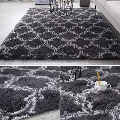 Hochflor Teppich Shaggy Wohnzimmer Modern Langflor Schwarz