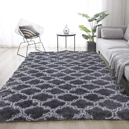 Hochflor Teppich Modern Grau 160x200cm Anti-Rutsch Unterlage