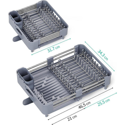 Erweiterbares Abtropfgestell Edelstahl Grau | Platzsparend & Kratzfest