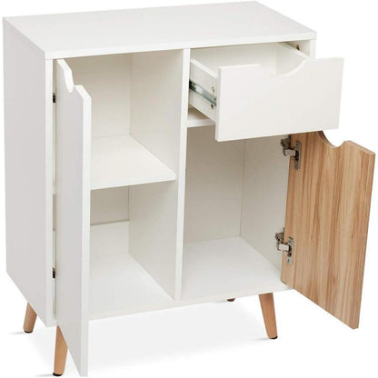 Weißes Sideboard mit Schublade & Türen – 60x30x73 cm