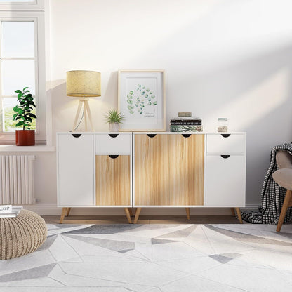 Weißes Sideboard mit Schublade & Türen – 60x30x73 cm