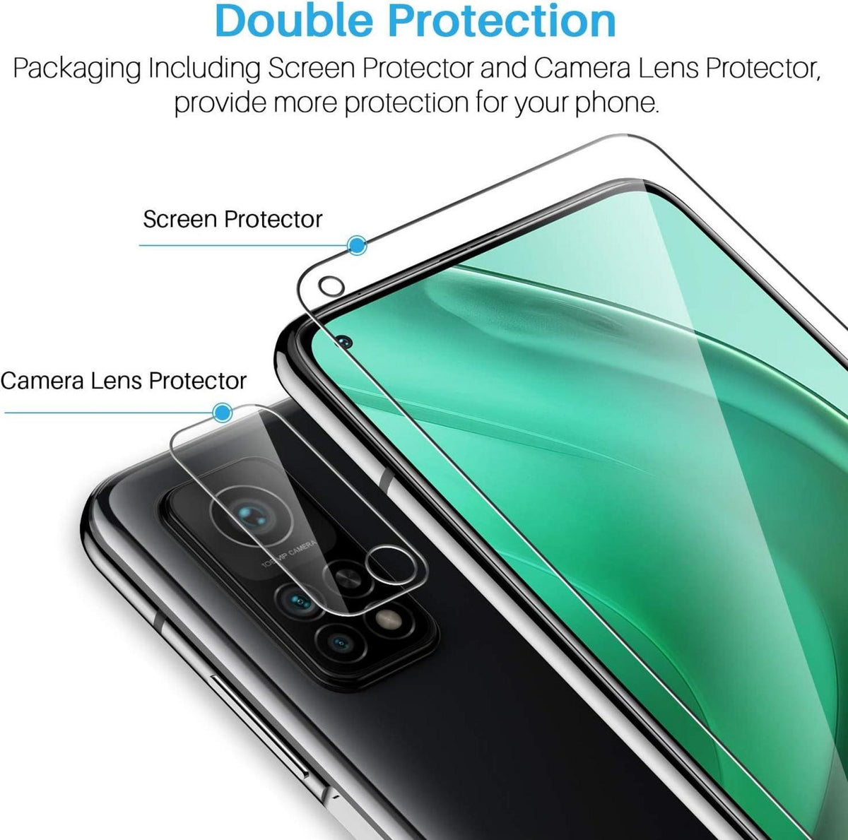 LK 6 Stück Schutzfolie Xiaomi Mi 10T 5G/10T Pro 5G Displayschutz 9H Härte Transparent