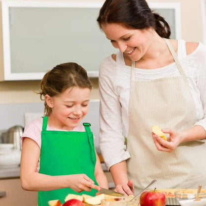 4er Kinderschürze Set für Kochen, Backen & Malen - Verstellbare Malschürze mit Tasche - Grün Orange Rot Blau