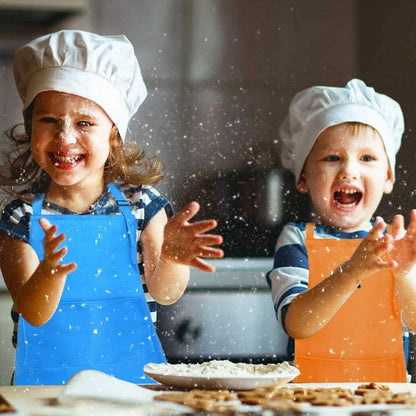 4er Set Kinderschürzen mit Tasche, verstellbar, für Kochen Basteln Malen (Grün
