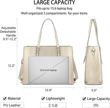 Lubardy Damen Handtasche Shopper 15.6 Zoll Elegant PU Leder