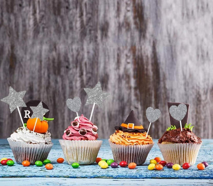Kuchendeko 15PCS Geburtstagstorte Deko Sterne Herz Cupcake Topper