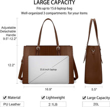 Lubardy Handtasche Damen 15.6 Zoll PU Leder Shopper Elegant
