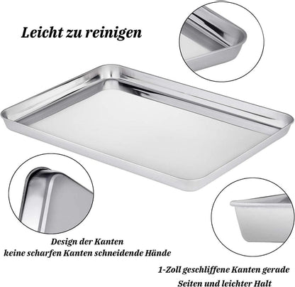 Edelstahl Backblech 30 * 35cm Robust Leicht zu reinigen Geschirrspüler geeignet