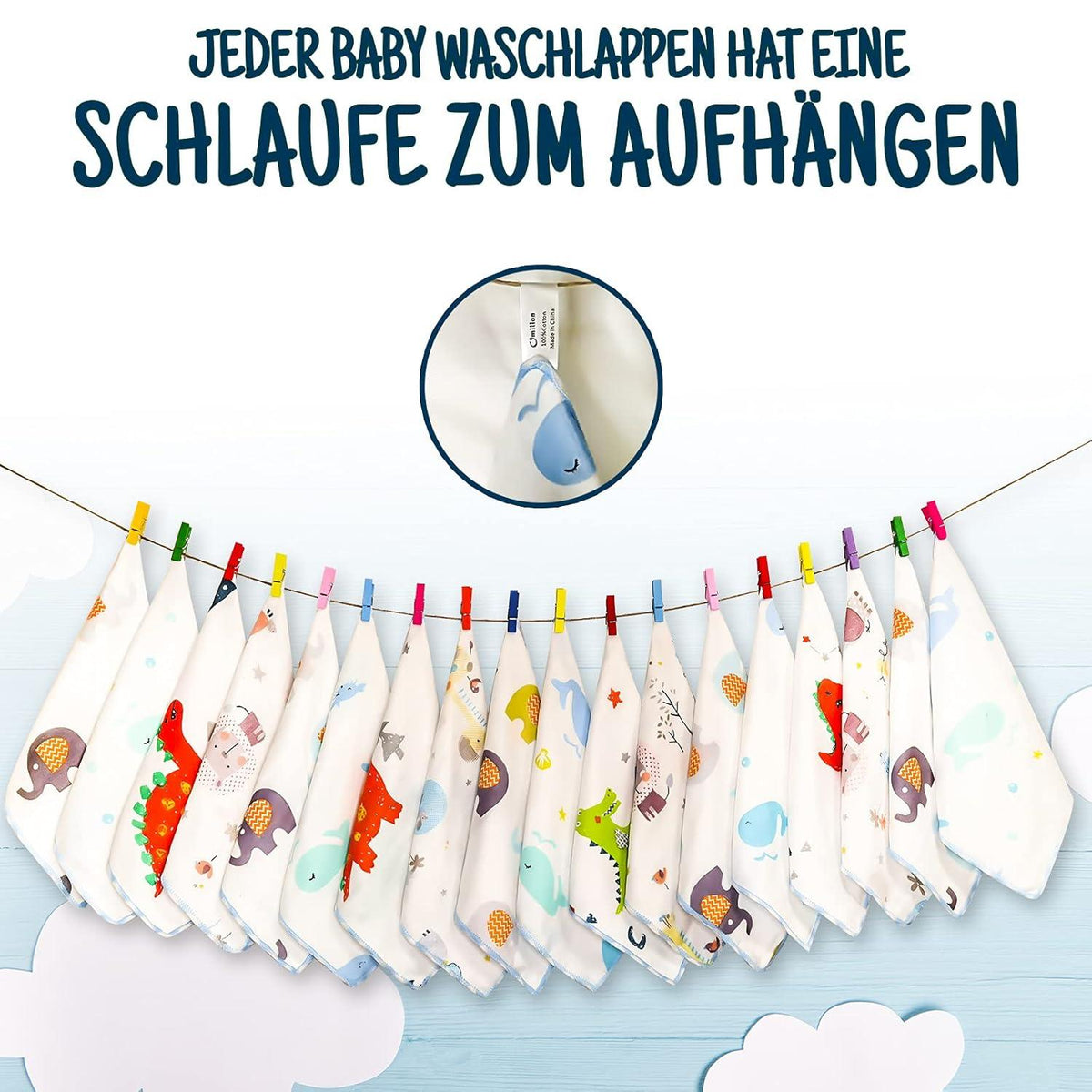 Omilion Baby Musselin Waschlappen Set 18 Stück aus Baumwolle