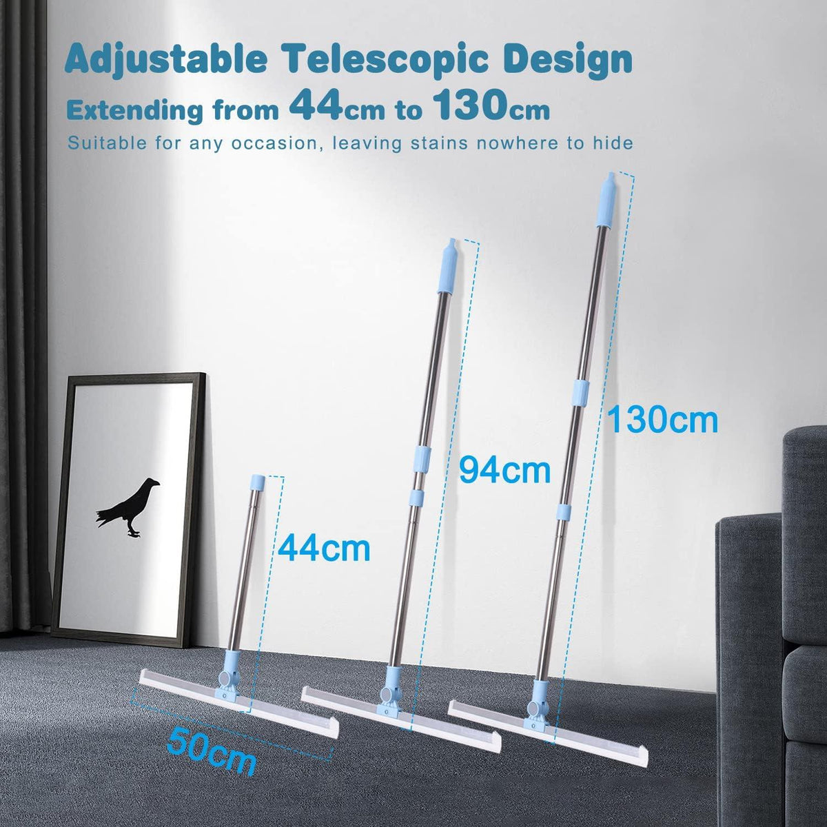 Wasserschieber Bodenabzieher 50cm Gummilippe Teleskopstiel 130cm