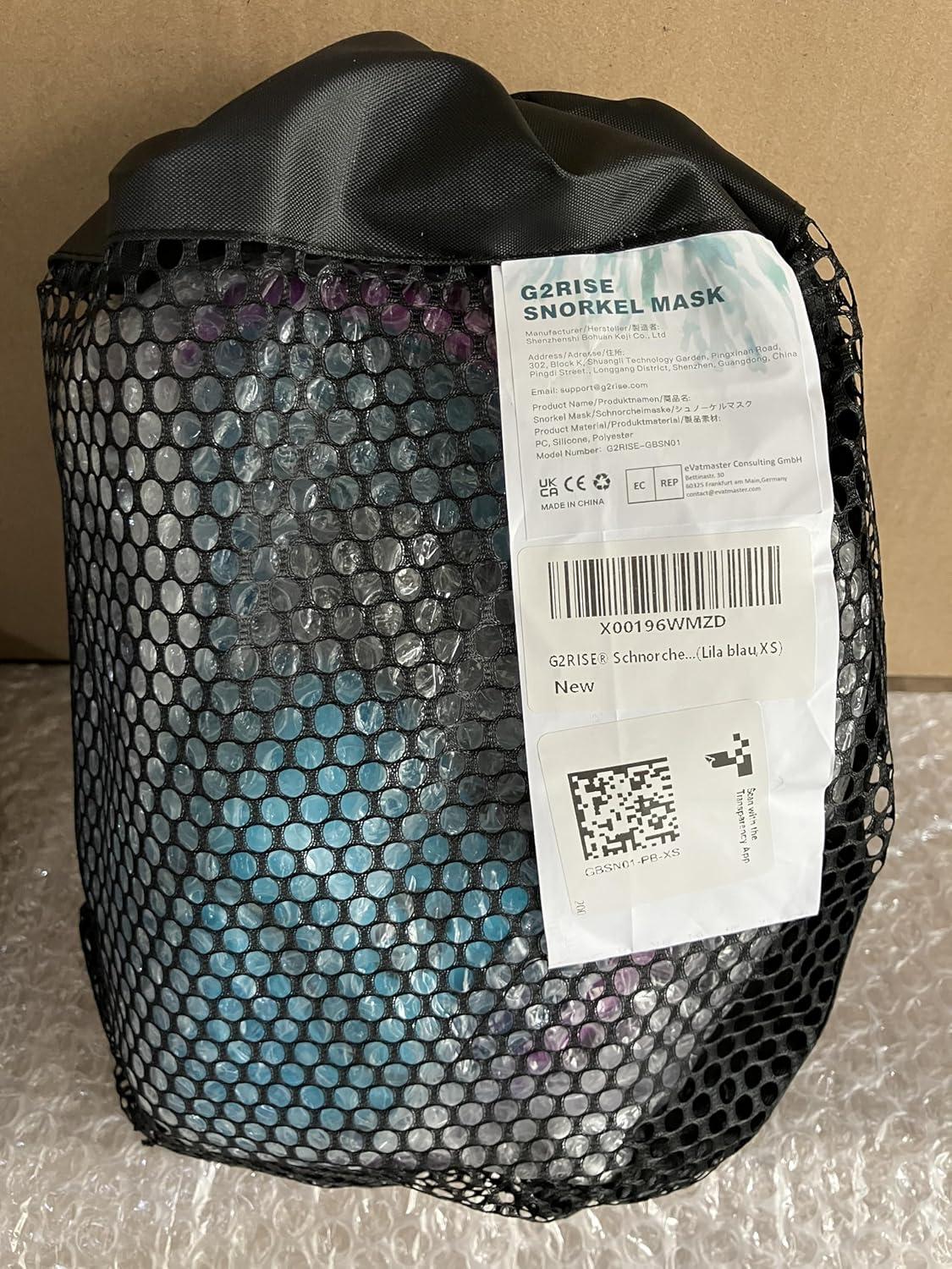 G2RISE® Faltbare CO2-sichere Schnorchel Vollmaske für Kinder und Erwachsene - Lila Blau