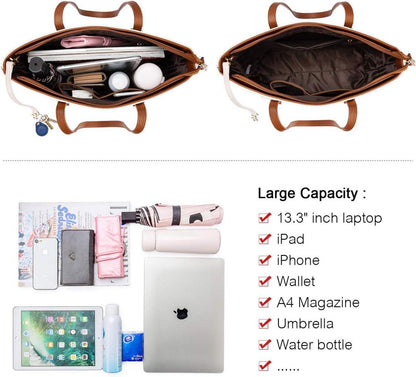 LOVEVOOK Damen Handtasche 3-teiliges Set Große Schultertasche Umhängetasche Einkaufen Business