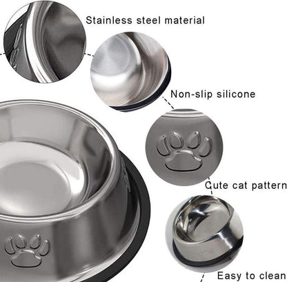 Katzennapf 4er Set rutschfest Edelstahl Futternapf Fressnapf 10,5x15,5x4 cm