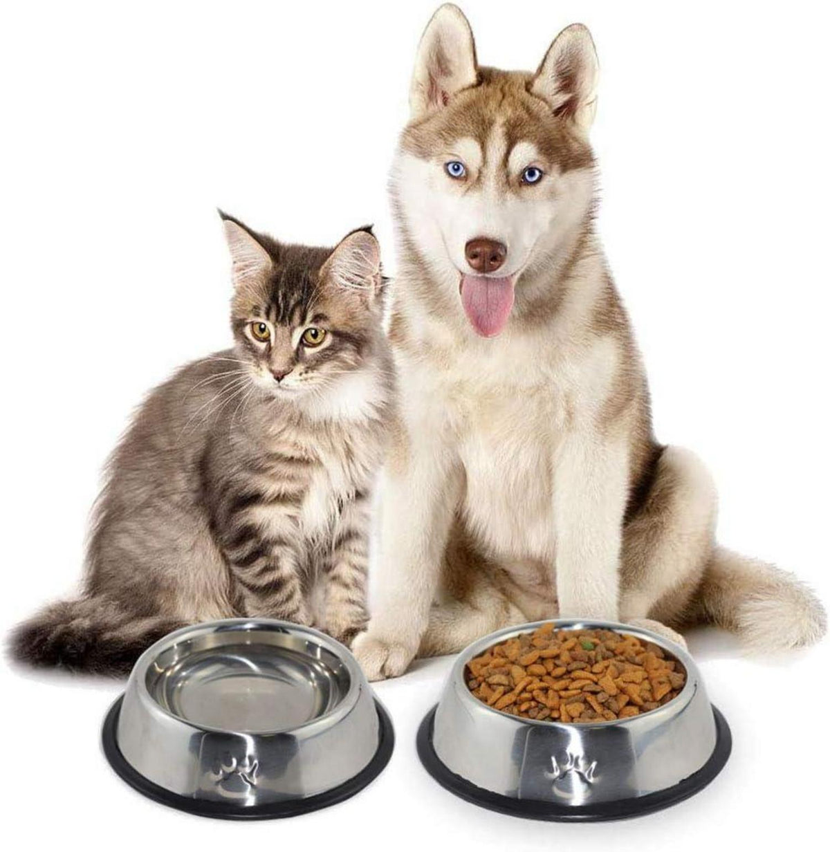 Katzennapf 4er Set rutschfest Edelstahl Futternapf Fressnapf 10,5x15,5x4 cm