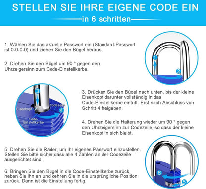 ZHEGE Zahlenschloss Vorhängeschloss Wetterfest Spind Fitnessstudio Schrank