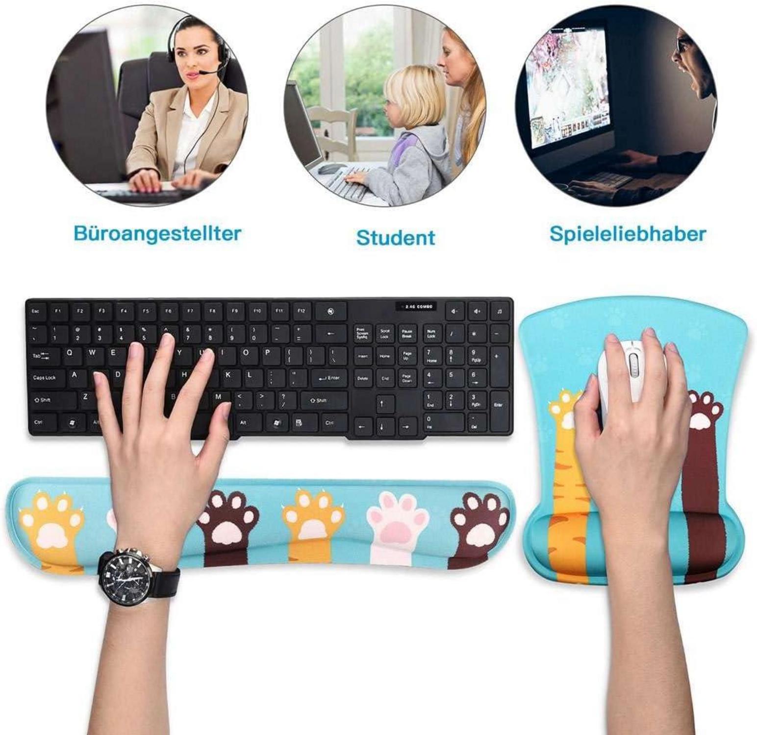 Ergonomische Handgelenkauflage Set für Mauspad und Tastatur Blau