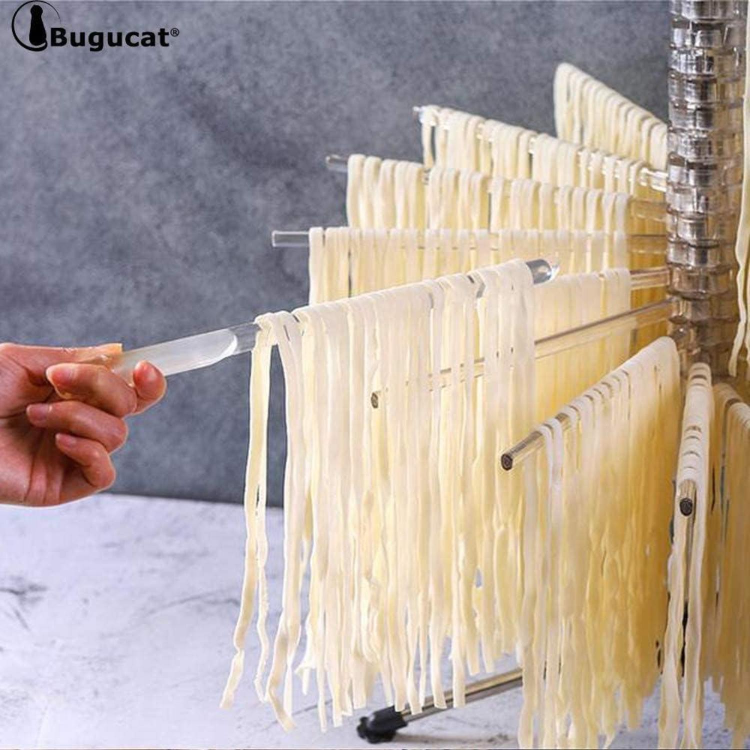 Nudeltrockner Bugucat 16 Pole, Nudelständer für bis zu 2kg Pasta, Faltbar