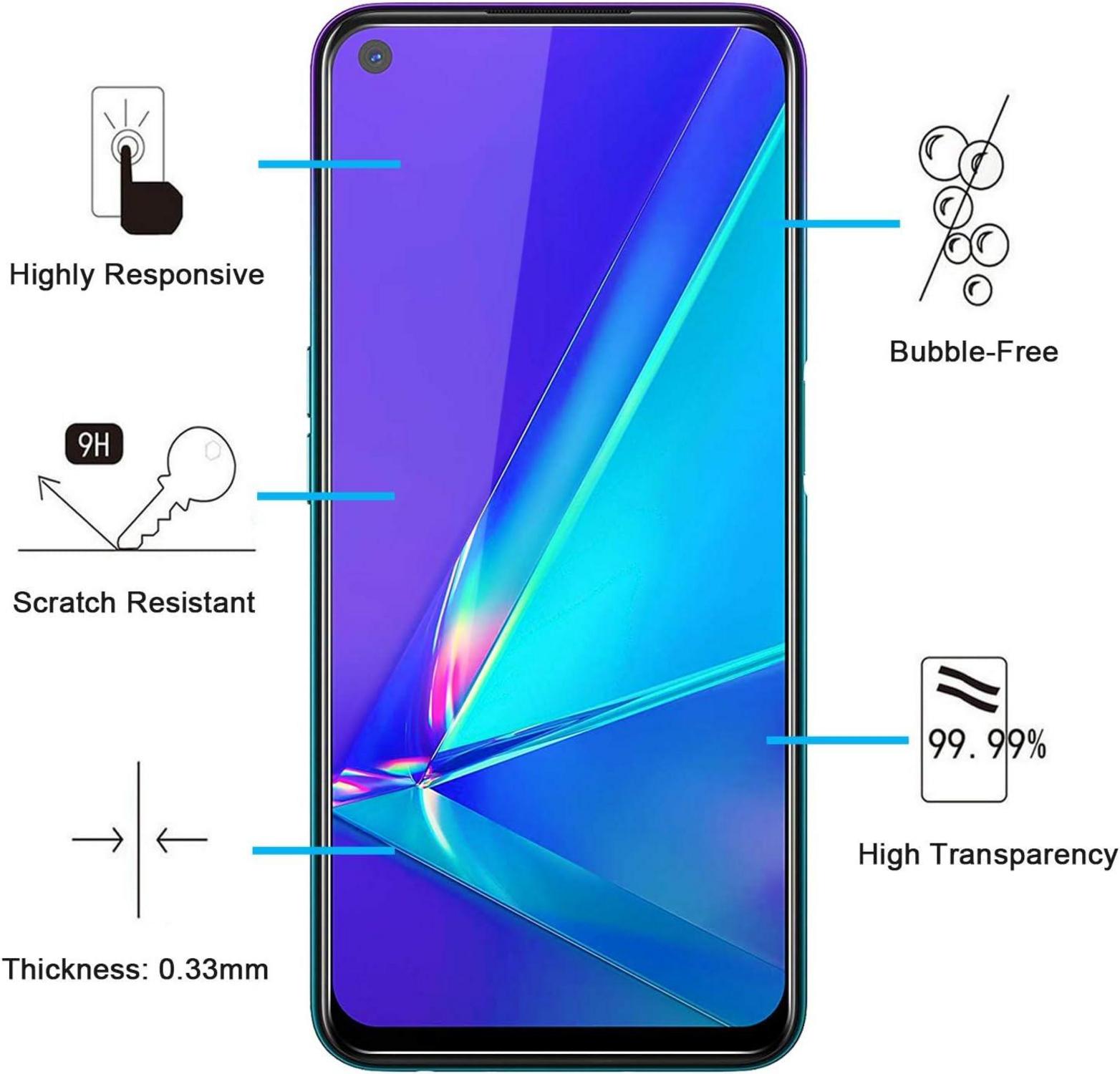 Panzer Schutz Glas Oppo A72 2 Stück 9H HD 0.33mm Klar