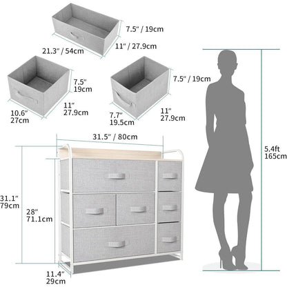 YITAHOME Kommode 7 Schubladen Stoff Schrank Aufbewahrung