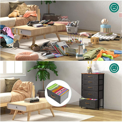 YITAHOME Kommode Schmal Stoff 5 Schubladen Aufbewahrung