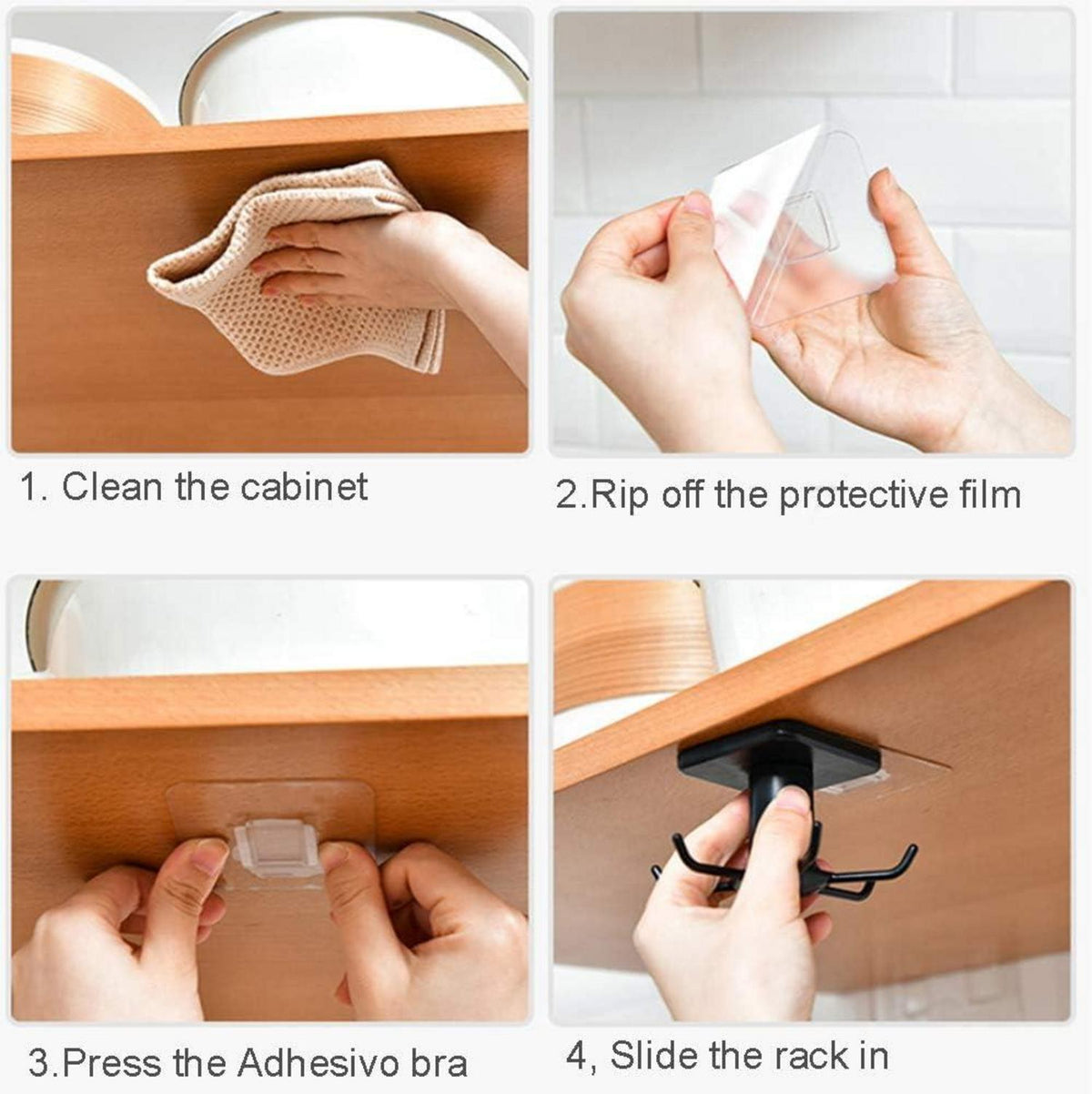 EigPluy 2 Stücke Hakenleiste Küchenutensilien 360° Drehung Organizer Rack